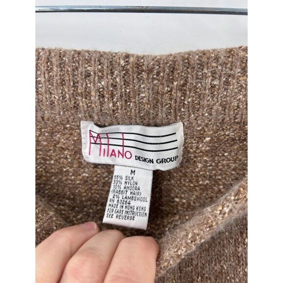 VINTAGE MILANO DESIGN GROUP SILK ANGORA BROWN SWEATER SKIRT - M - Picture 3 of 3
